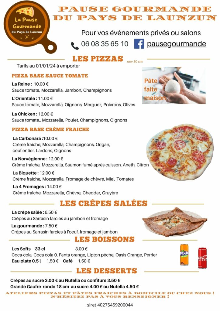 flyer pizzas foodtruck pause gourmande47. Nos idées de prestations pour les marchés